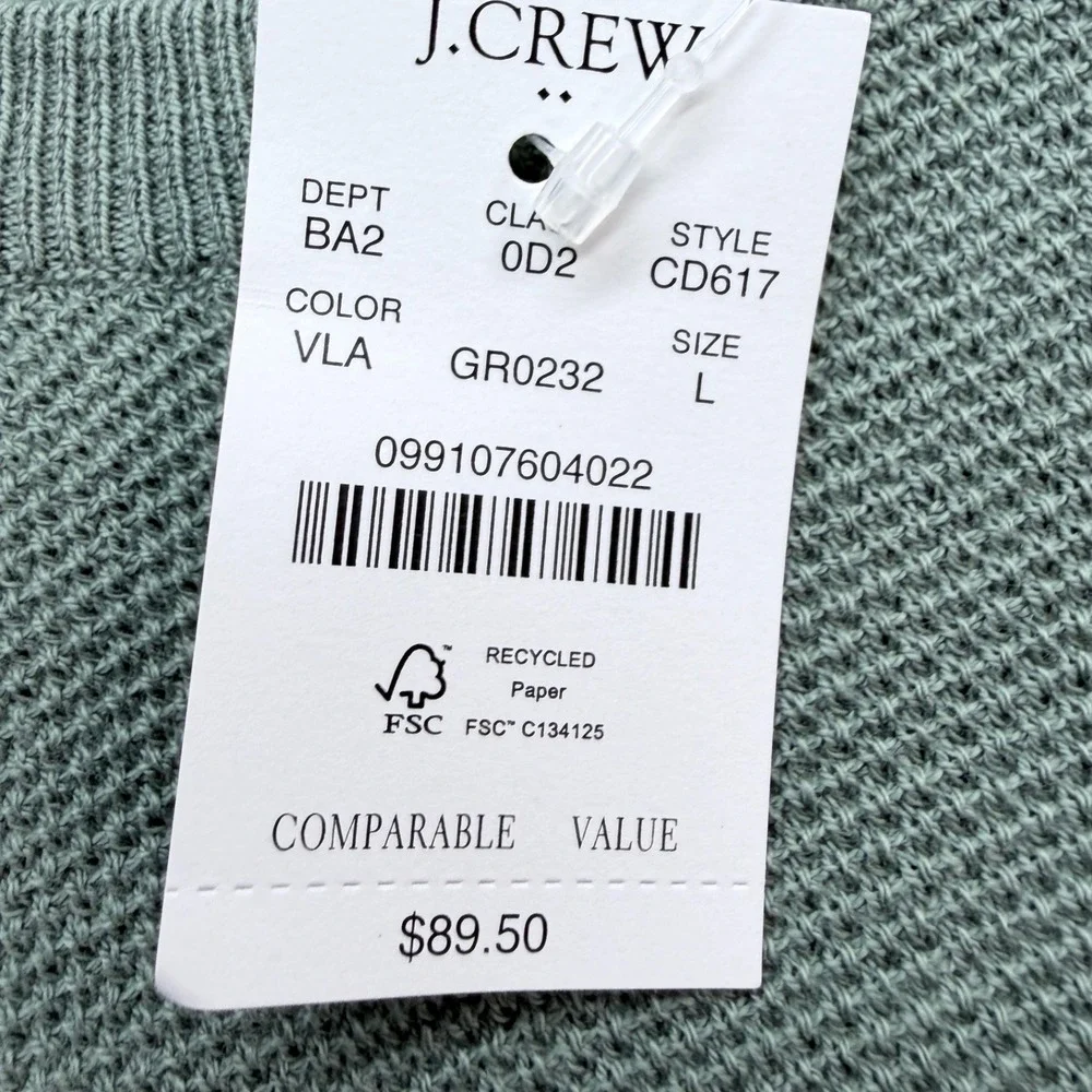 J.Crew Textured Knit Raglan Pullover Crewneck Sweater Men's M Sage Green